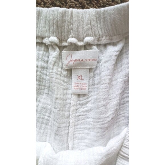 Japna Sleep Shorts Size XL Cotton White Drawstring Crinkled Sleepwear Coastal - Picture 3 of 4